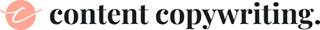 Black Content Copywriting logo on white background with peach coloured C graphic